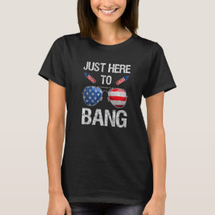 Just Here To Bang American Sunglasses Firework 4th T-Shirt