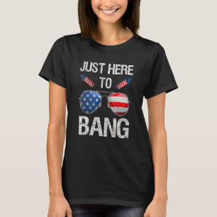 Just Here To Bang American Sunglasses Firework 4th T-Shirt