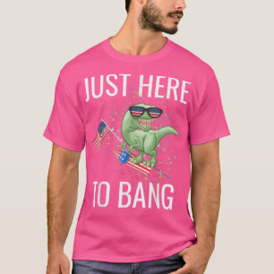 Just Here To Bang Funny 4th Of July TRe  T-Shirt