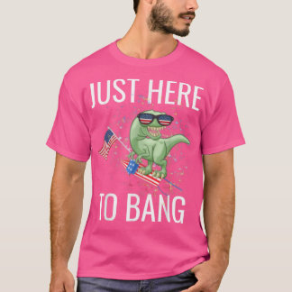 Just Here To Bang Funny 4th Of July TRe  T-Shirt