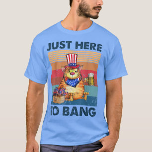 Just Here To Bang Funny Cat American Beer Lover Vi T-Shirt