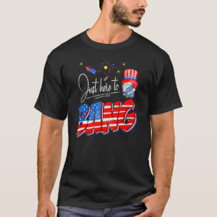 Just Here To Bang Gnome American Flag Fireworks 4t T-Shirt