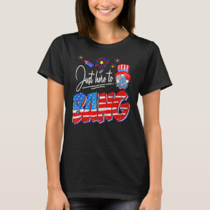 Just Here To Bang Gnome American Flag Fireworks 4t T-Shirt