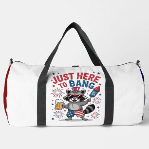 Just Here to Bang" - Patriotic Raccoon Duffle Bag