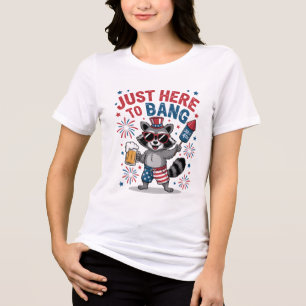 Just Here to Bang" - Patriotic Racoon Tri-Blend Shirt