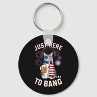 Just Here To Bang USA Flag Beer Cat Lover July 4th