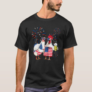 Just Here To Bang Usa Flag Chicken Beer Firework 4 T-Shirt