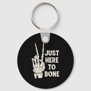Just Here To Bone Skeleton Peace  Key Ring