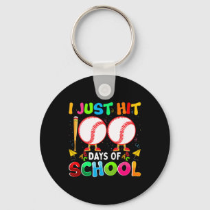 Just Hit 100 Days Of School Baseball 100th Day Boy Key Ring