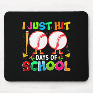 Just Hit 100 Days Of School Baseball 100th Day Boy Mouse Mat