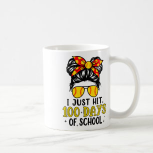 Just Hit Happy 100 Days Of School Softball Messy B Coffee Mug