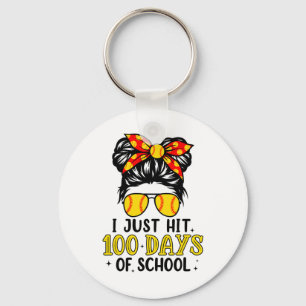Just Hit Happy 100 Days Of School Softball Messy B Key Ring