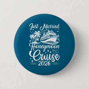 Just Honeymoon Cruise Matching Couples Married 6 Cm Round Badge