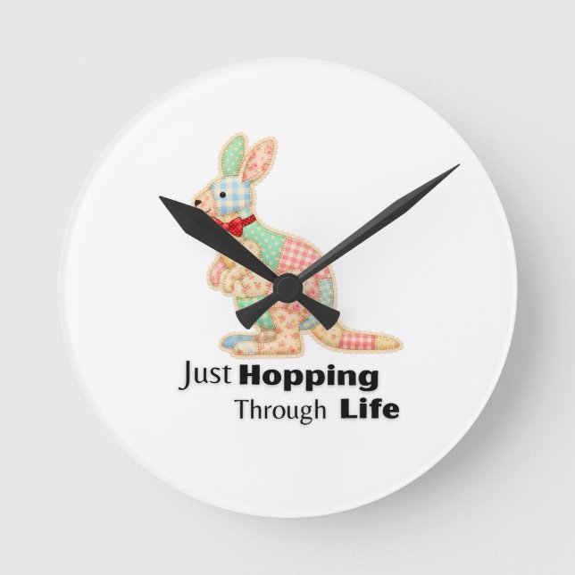 Just Hopping Through Life Kangaroo Design Round Clock (Front)