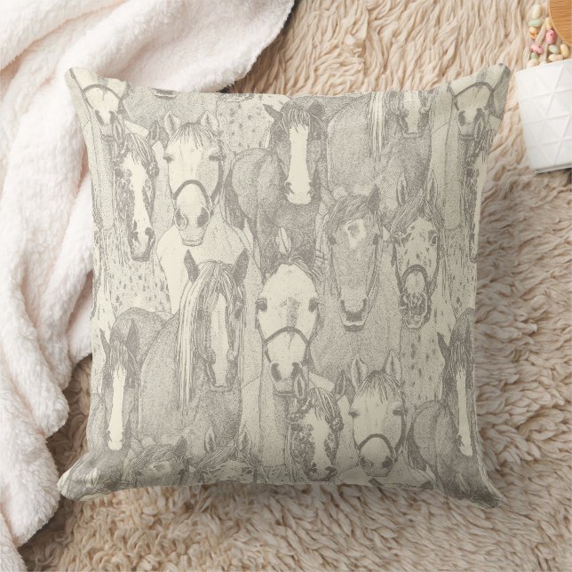 just horses natural pearl cushion (Blanket)