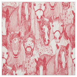 just horses vermilion red half pearl fabric