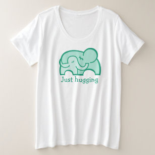 Just hugging elephant hug maternity green t-shirt plus size T-Shirt