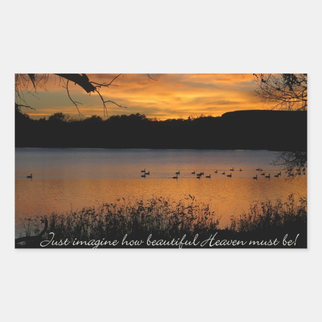 Just Imagine How Beautiful Heaven Must Be! Rectangular Sticker (Front)