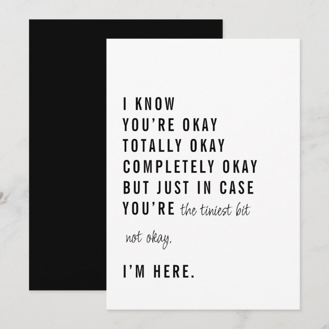 Just in Case You’re Not Okay Support Card (Front/Back)