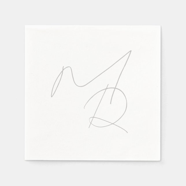 Just Initials... Simple Thin Monogram Napkin (Front)