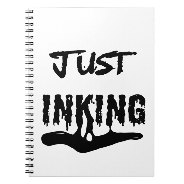 Just Inking Artist Notebook – Black Ink Typography (Front)
