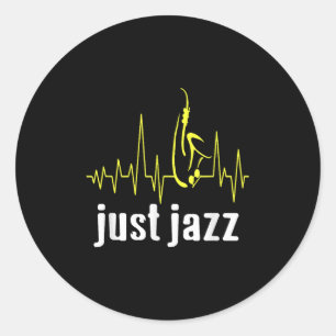 Just Jazz Cool Saxophone Heartbeat Music  Classic Round Sticker
