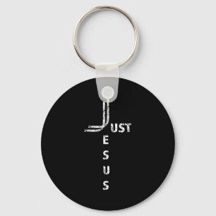 Just Jesus Minimal Cross Back Design For Christian Key Ring