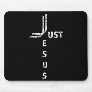 Just Jesus Minimal Cross Back Design For Christian Mouse Mat