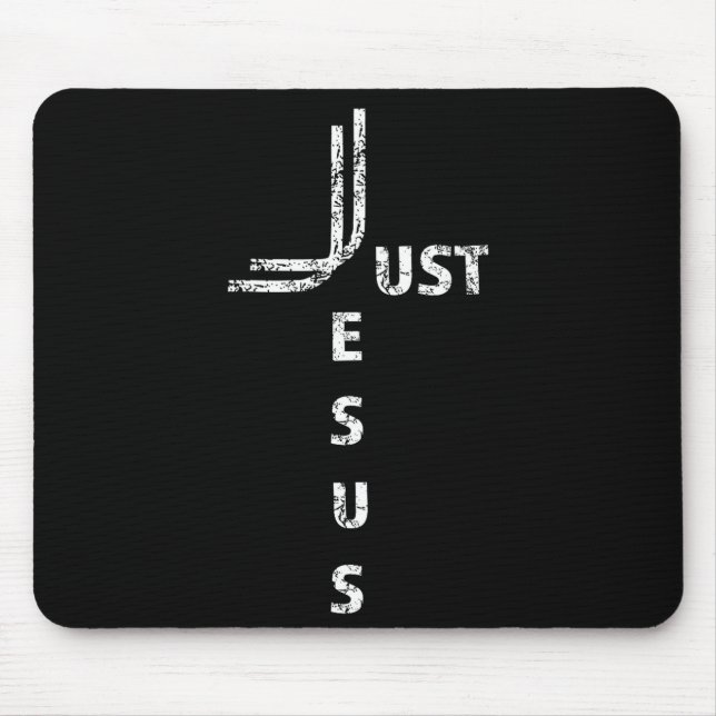 Just Jesus Minimal Cross Back Design For Christian Mouse Mat (Front)