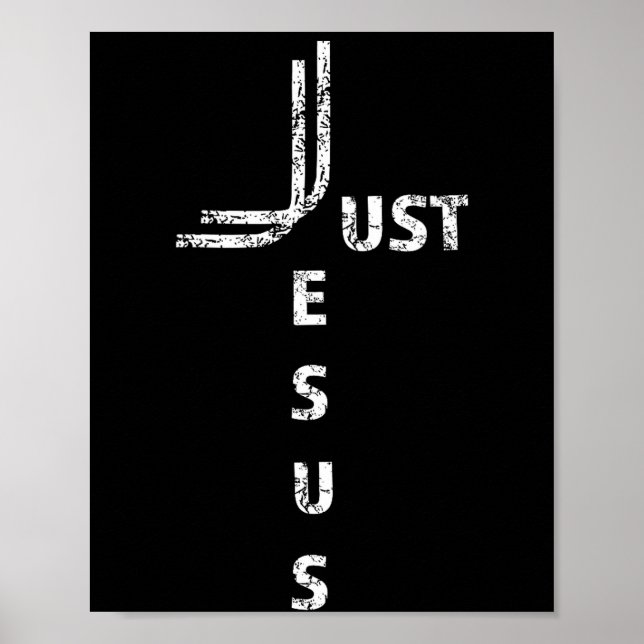 Just Jesus Minimal Cross Back Design For Christian Poster (Front)