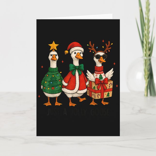 Just Jolly Goose Christmas Santa Reindeer Xmas Tre Card (Front)