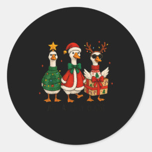 Just Jolly Goose Christmas Santa Reindeer Xmas Tre Classic Round Sticker