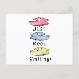 Just Keep Smiling! Colourful toothy fish Postcard