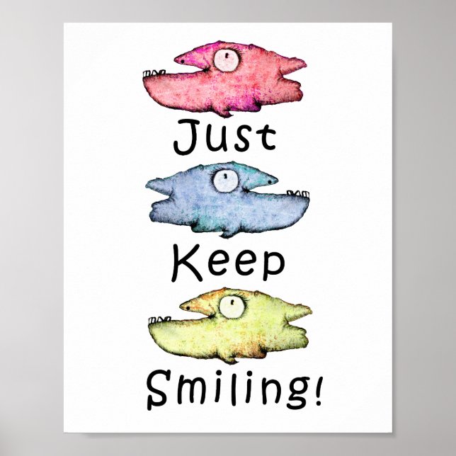 Just Keep Smiling! Colourful toothy fish Poster (Front)