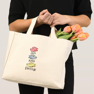 Just Keep Smiling! Colourful whimsical fish Mini Tote Bag