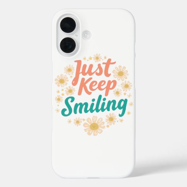 "Just Keep Smiling" with Cheerful Daisies Case-Mate iPhone Case (Back)