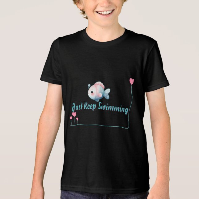 Just Keep Swimming Axolotl Tri-Blend Shirt (Front)