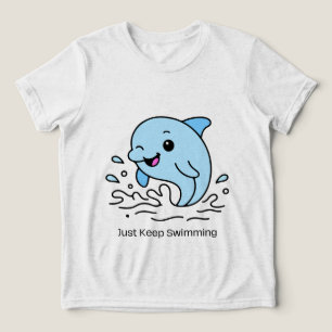 Just Keep Swimming Dolphin Kids Shirt – Cute Ocean