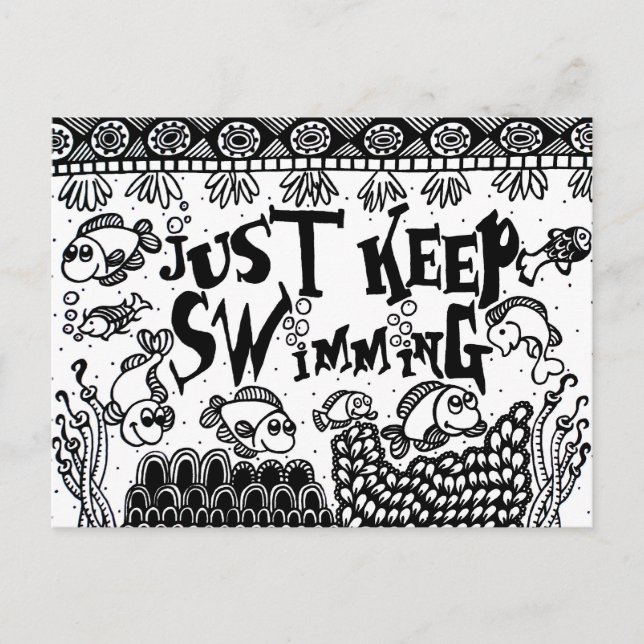 Just Keep Swimming postcards - Spoonie (Front)