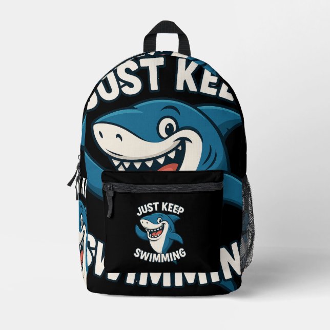 Just Keep Swimming  Printed Backpack (Front)