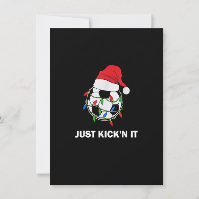 Just Kick'n It Christmas Soccer Ball Lights Invitation (Front)