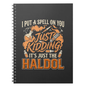 Just Kidding Haldol Halloween Potion Bottle Syring Notebook