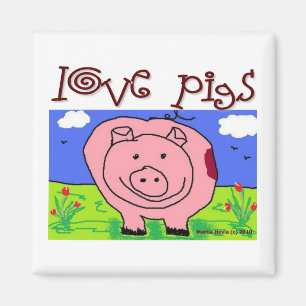 Just Kids at Heart - Pig (1f) - Love Pigs Magnet