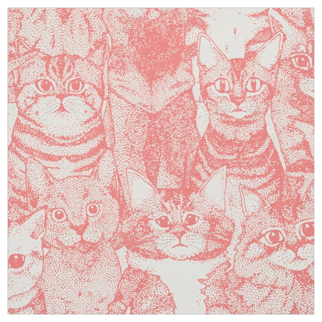 just kittens coral pink fabric (Swatch)
