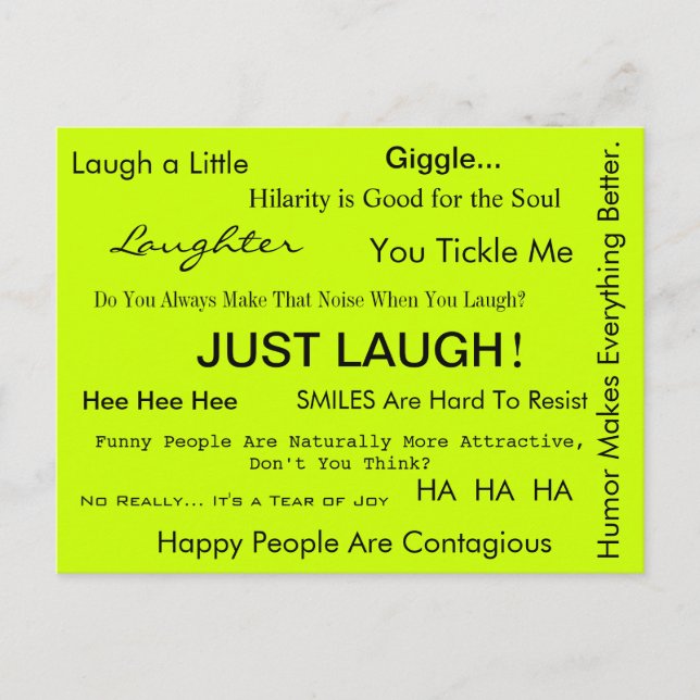 JUST LAUGH! Postcard by April McCallum (Front)