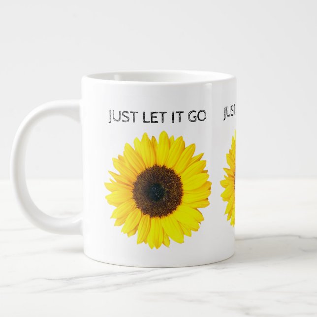 Just Let It Go Sunflower Large Coffee Mug (Left)
