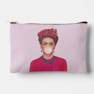 Just Like Kahlo blowing pink bubble gum Accessory Pouch
