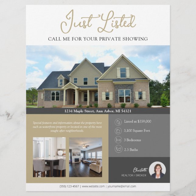 Just Listed Information Real Estate  Flyer (Front)