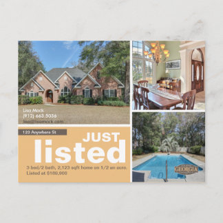 Just Listed Large photo Announcement Postcard