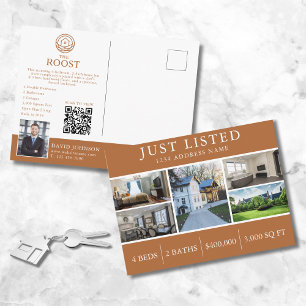 Just Listed Real Estate Modern Warm Marketing Postcard